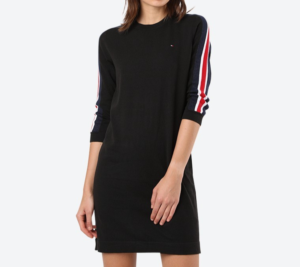 Tommy Hilfiger Hillory Sweater Dress Womens Small Fleece Vintage Y2k Sport EUC
